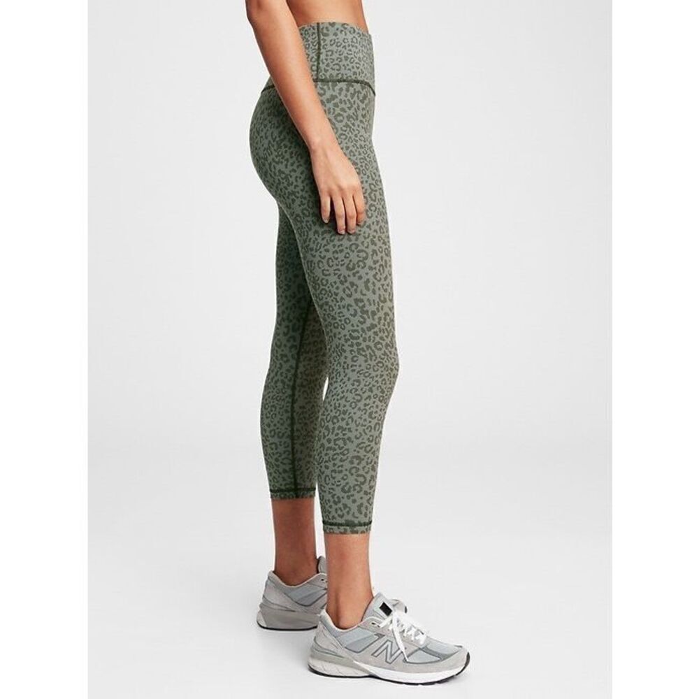 Barre3 High Waist Leggings Grey/Sage Leopard Print - Small